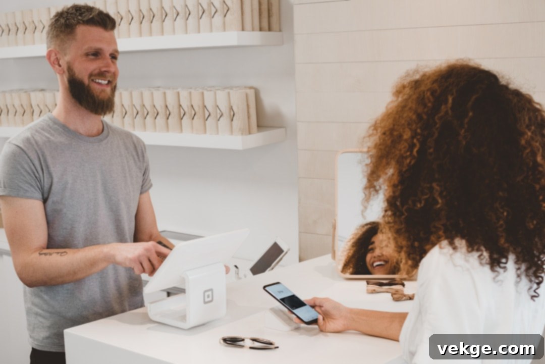 A man and woman stand at a counter, discussing customer experiences enhanced by AI-integrated platforms.