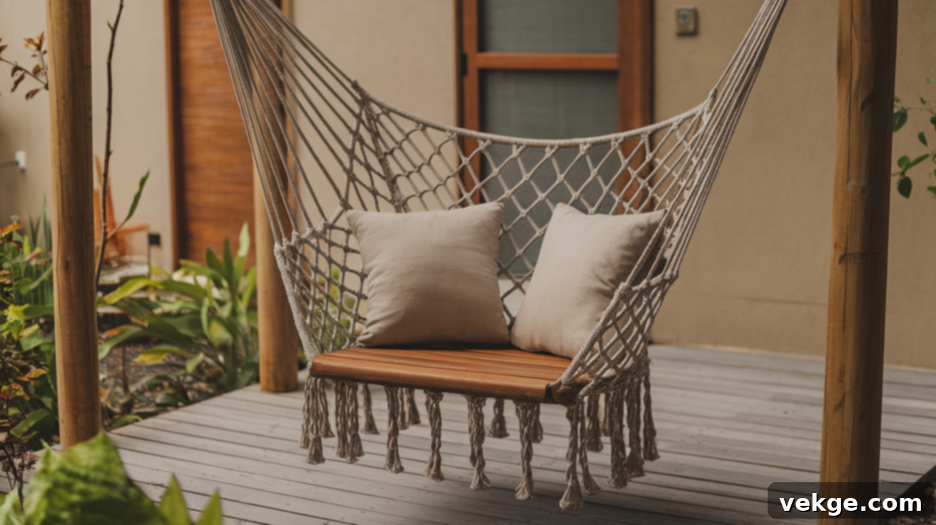Hang a Hammock or Swing Chair on your cozy deck