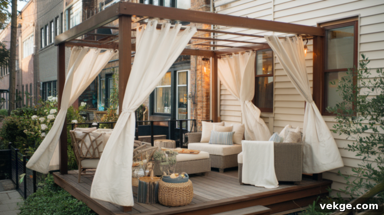 Use Outdoor Curtains for deck privacy and softness