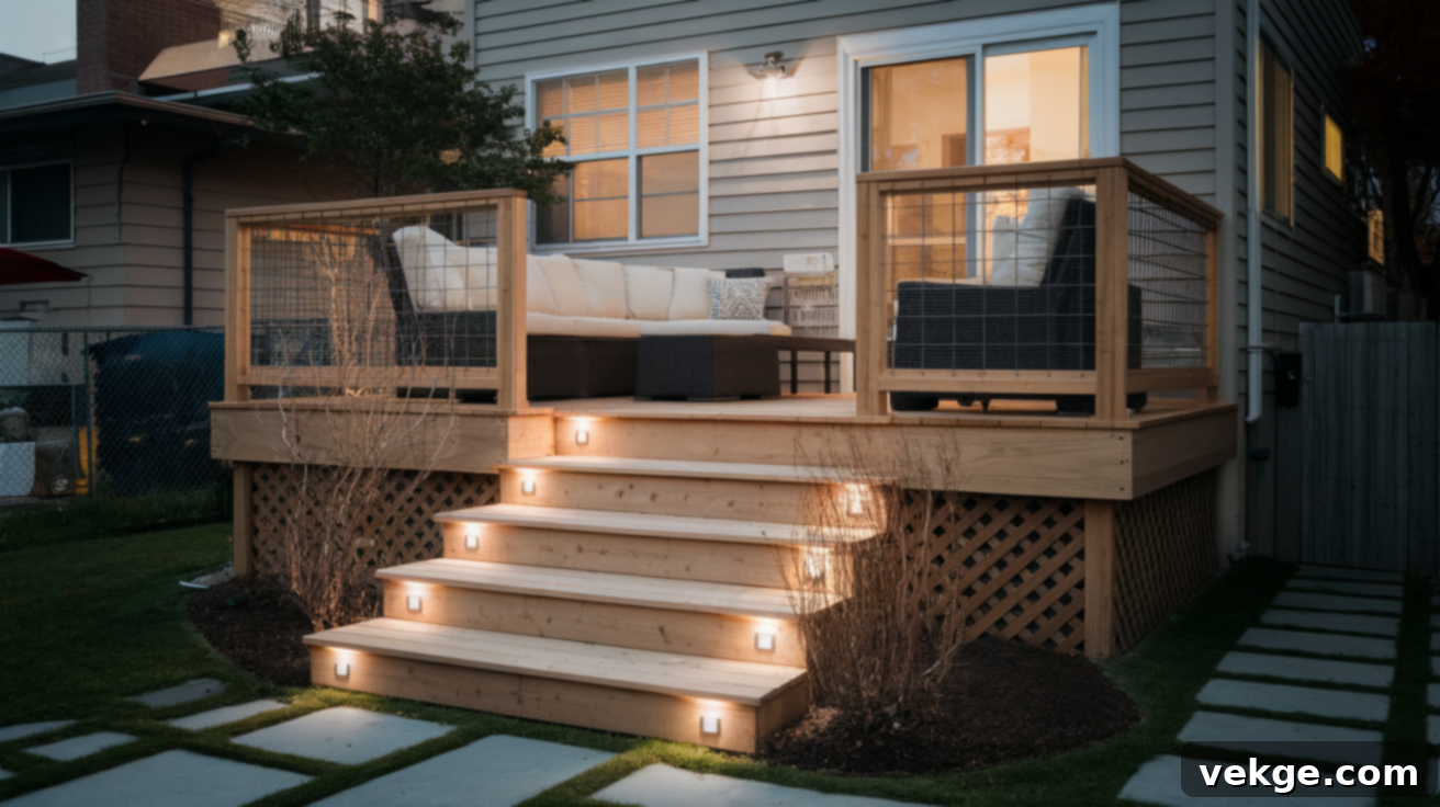 Install Solar Lights Along the Stairs for deck safety and ambiance