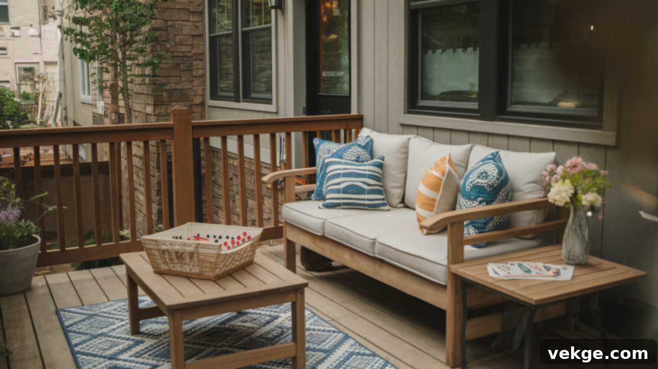 Set out a Basket of Outdoor Games for family fun on the deck