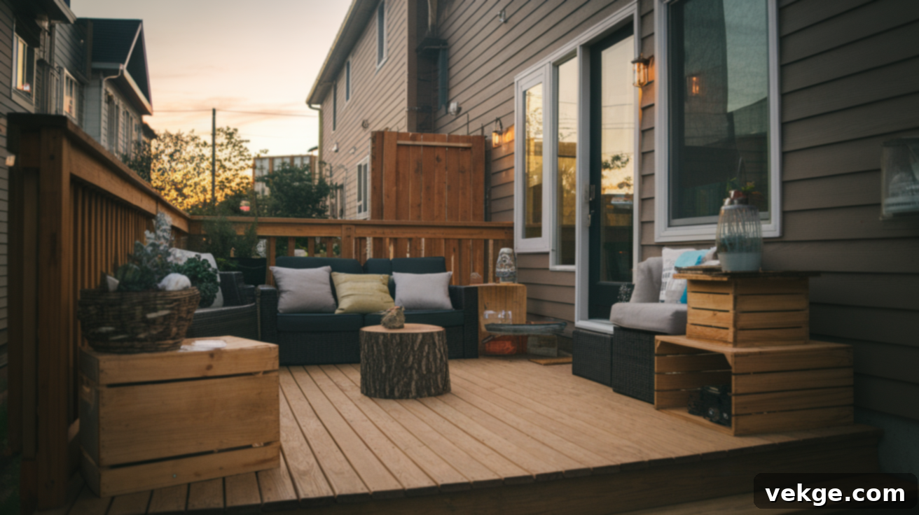Add Natural Wood Elements for warmth on your deck