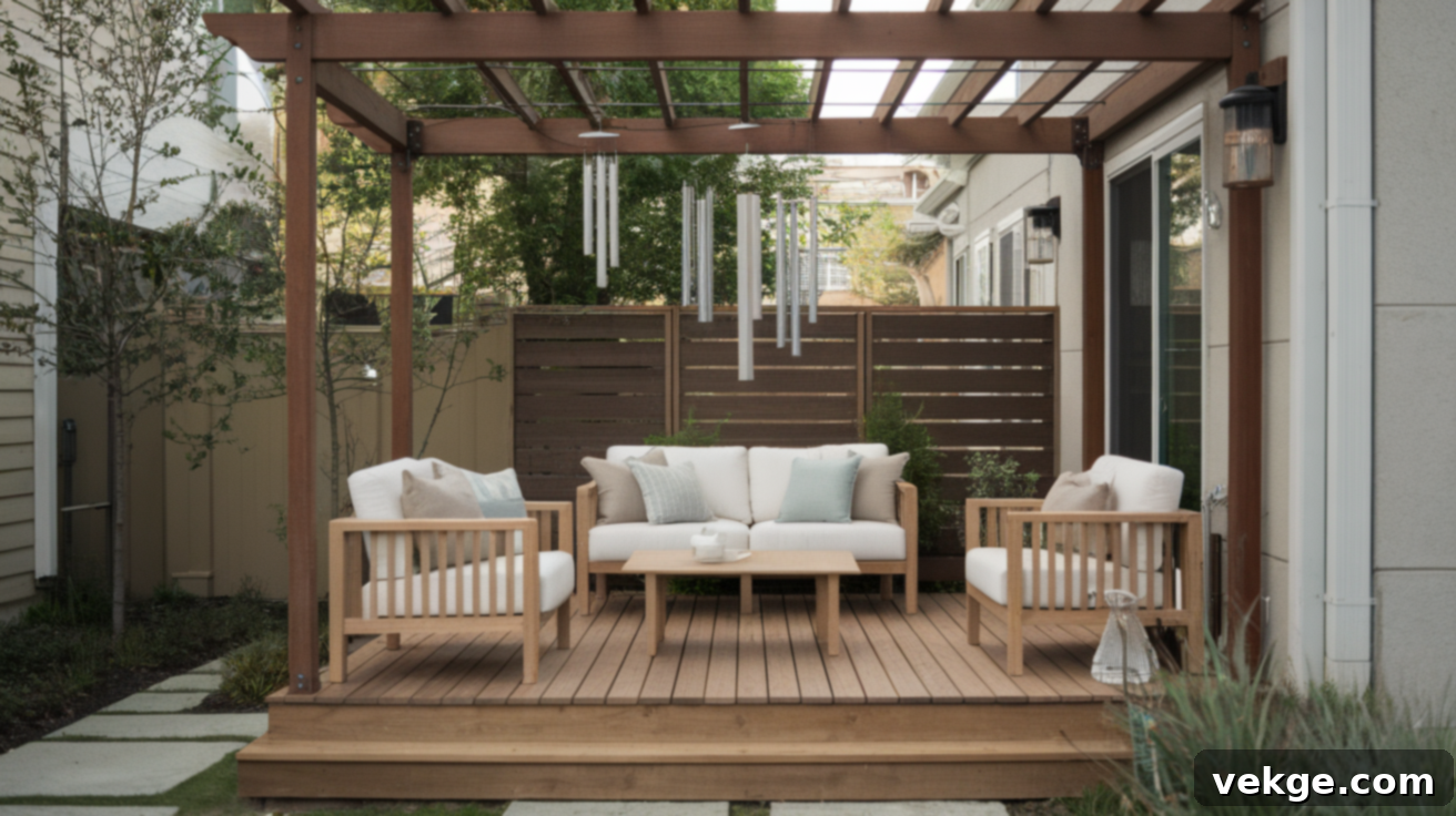 Hang Soft Wind Chimes for a peaceful deck ambiance