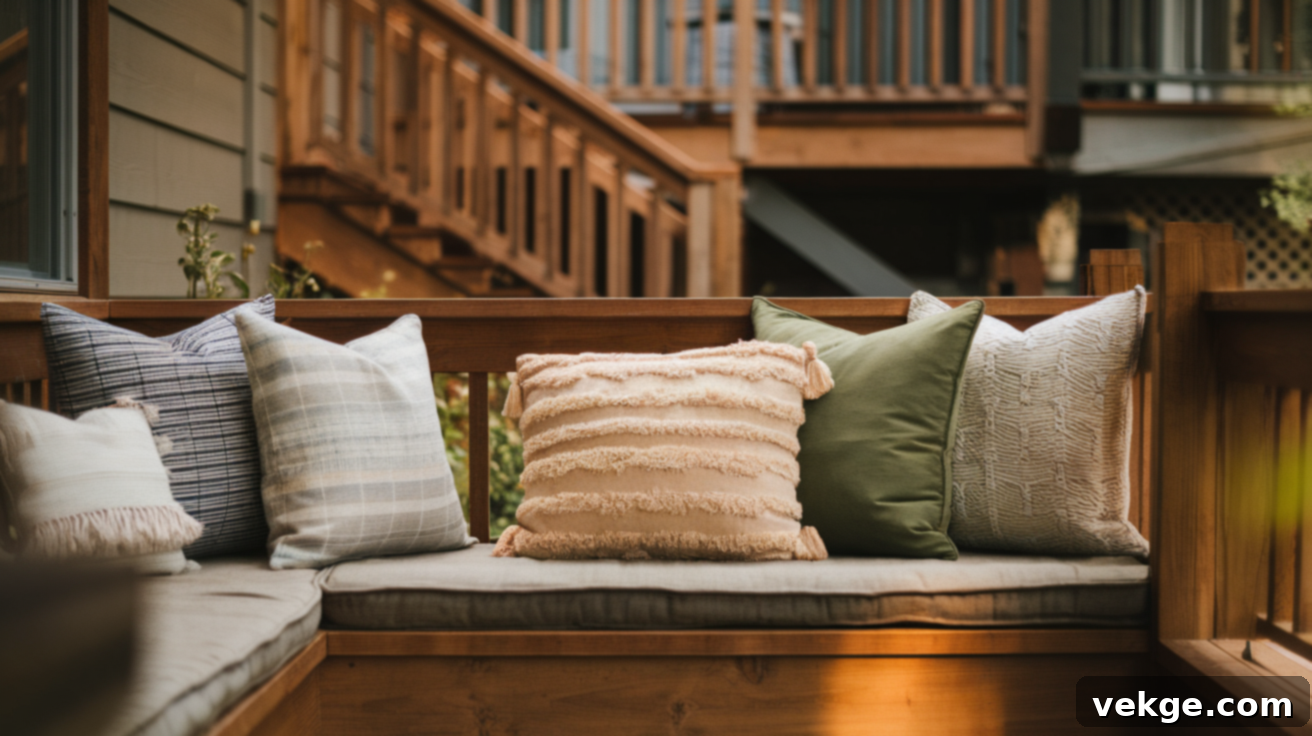 Mix Cushions with Different Textures for a cozy deck