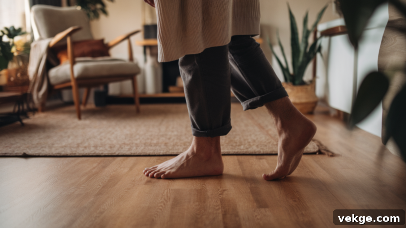 Feel the texture of the floor to distinguish between vinyl and laminate