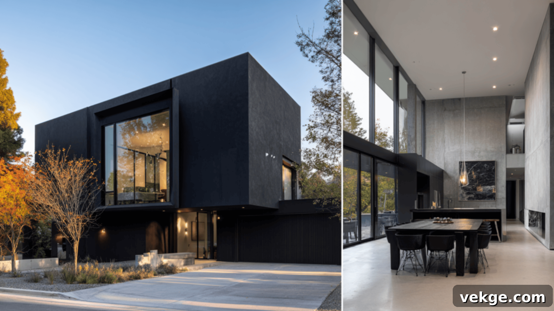 Sleek, minimalist black exterior modern Japanese house