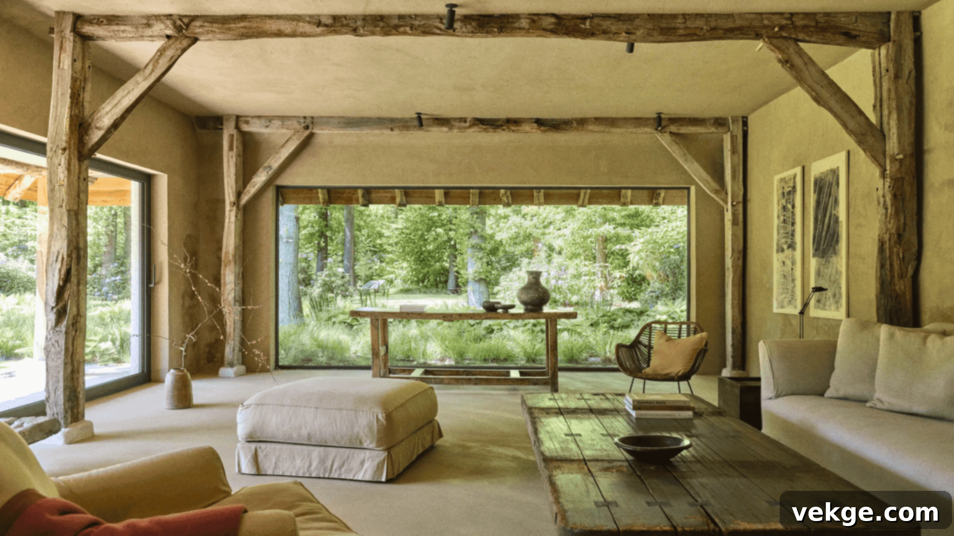 Axel Vervoordt's Belgian countryside home showcasing wabi-sabi and natural materials.