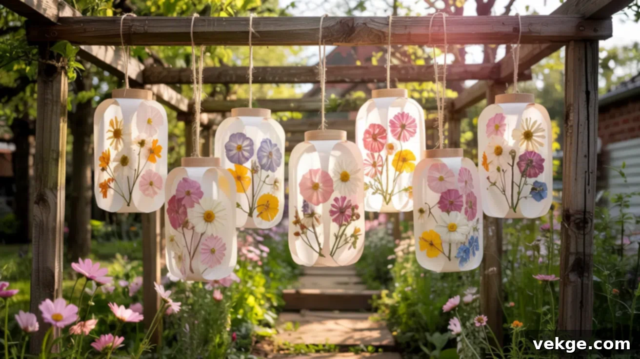 Summer pressed flower lantern styling