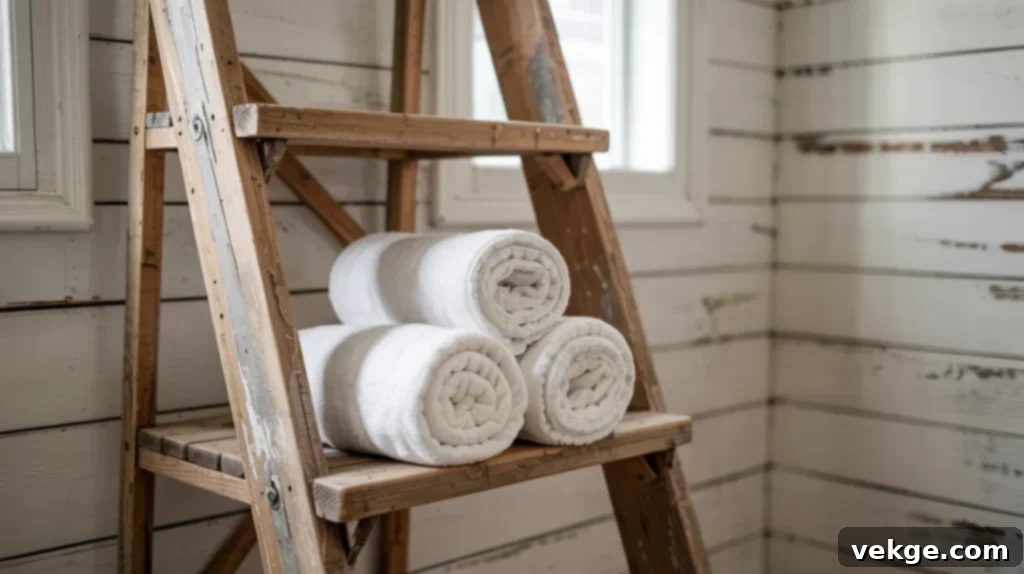 Antique Ladder Towel Rack
