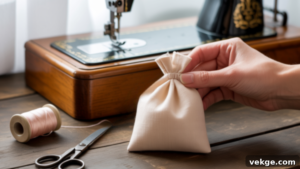 Sew the Lavender Sachet Closed