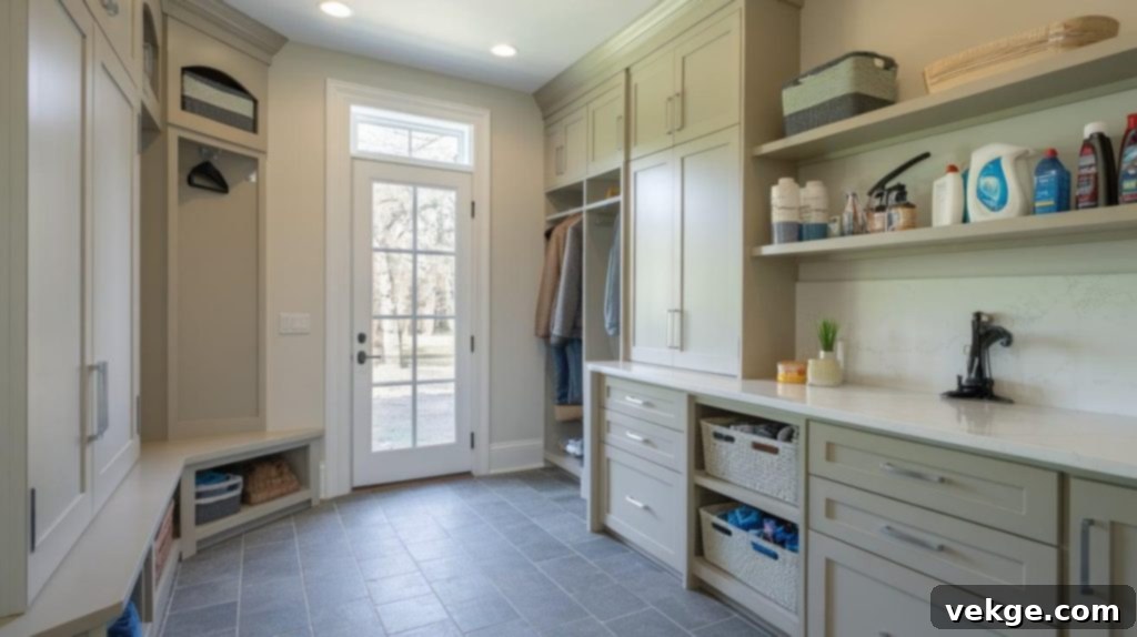 Hidden Laundry Area Behind Cabinet Doors