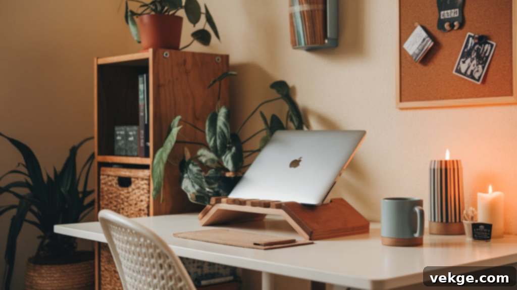 Use a Laptop Stand with Wood Finish