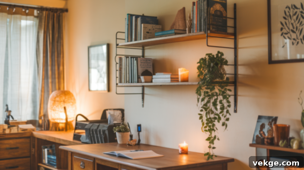 Add a Wall Shelf Above Your Desk