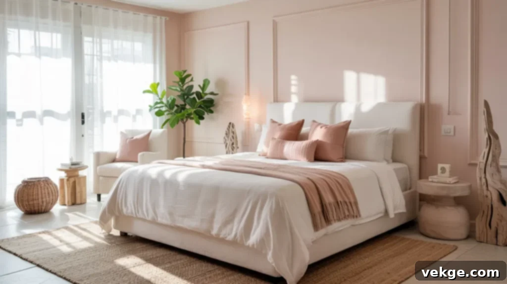 Blush Pink and White Coastal Bedroom
