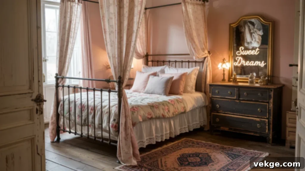 Vintage-Inspired Blush Pink Bedroom