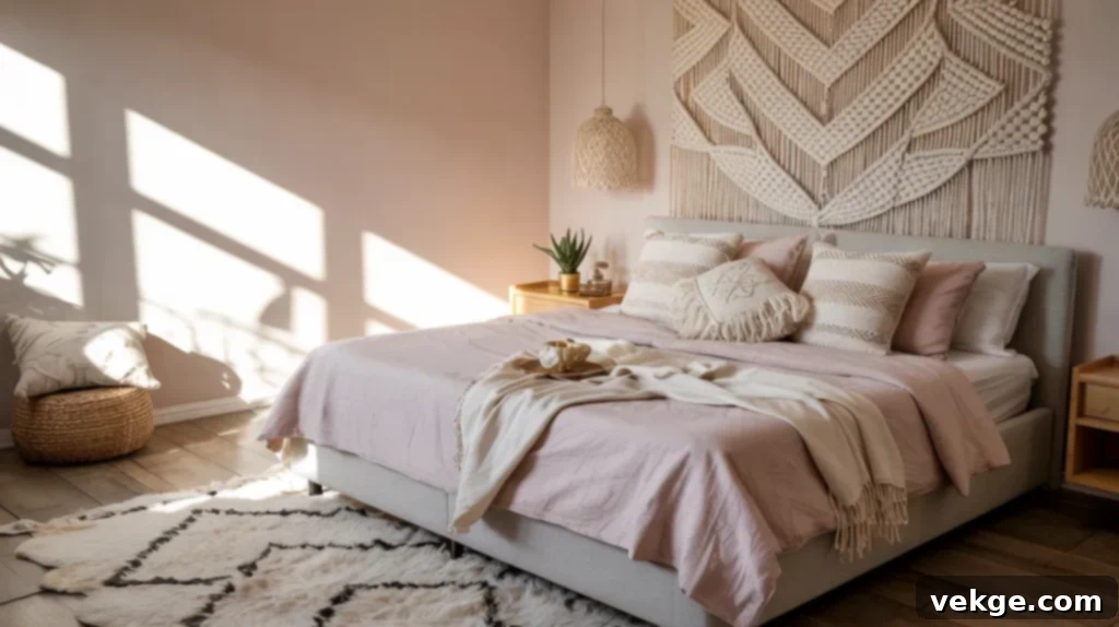 Blush Pink with Bohemian Macrame Accents