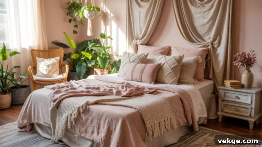 Boho Blush Pink Bedroom