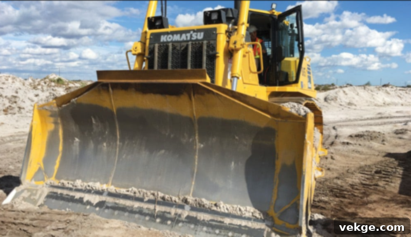 Close-up of a bulldozer blade