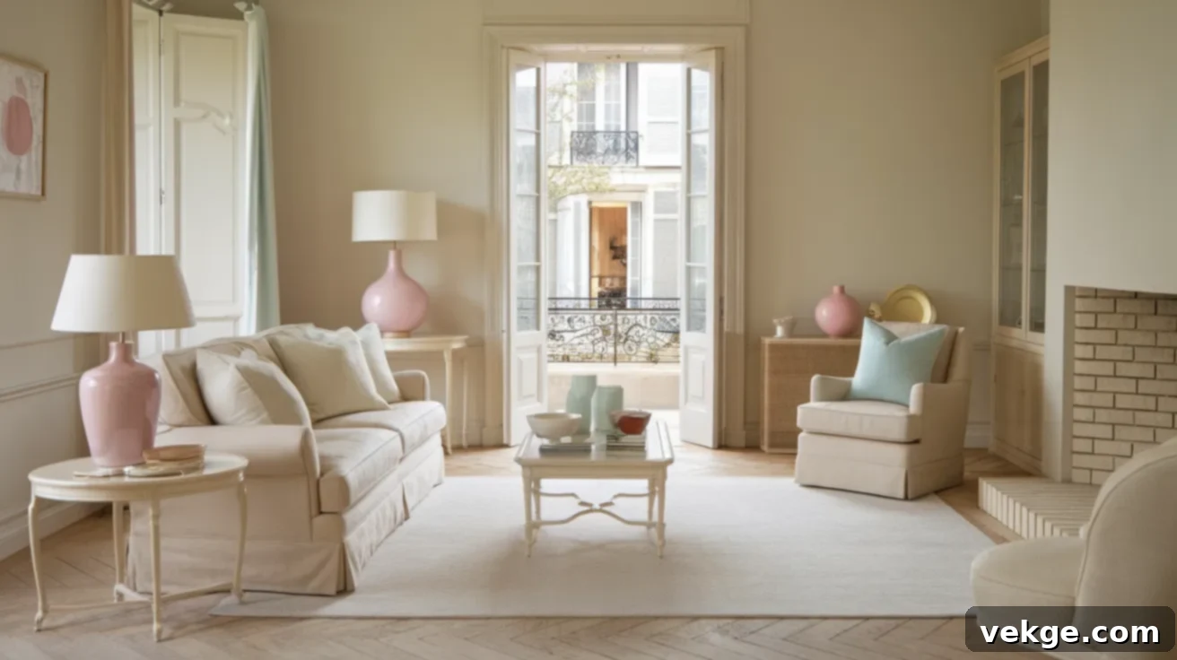 Neutral Color Palette in French Country living room