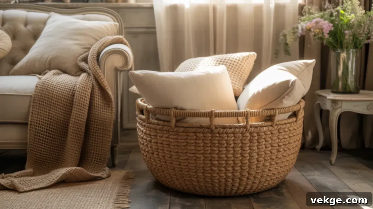 Hemp or Burlap Accents in French Country decor