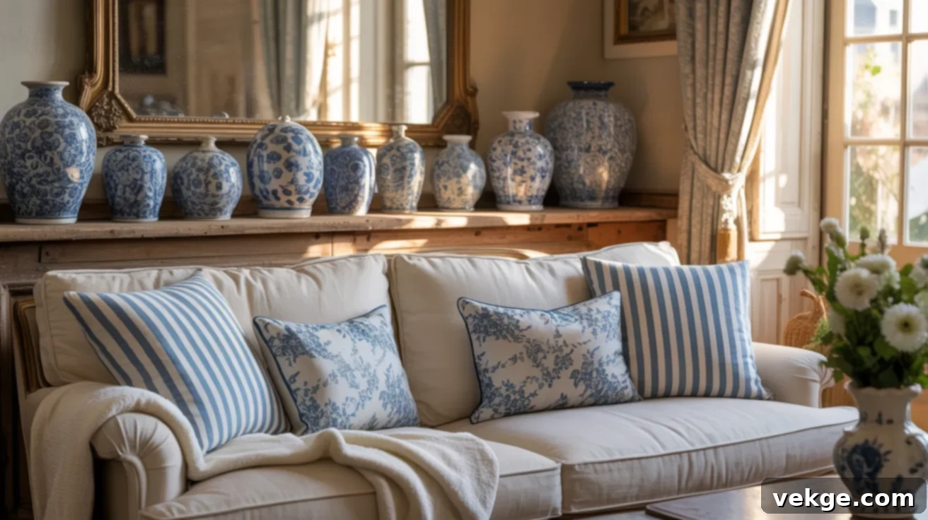 Blue and White Accents for French Country decor