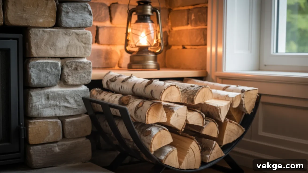 Open Firewood Storage in a rustic living room