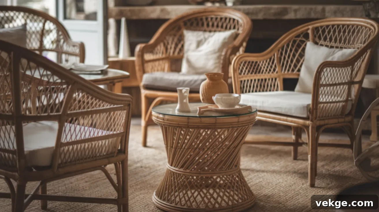 Wicker and Rattan Furniture for French Country decor