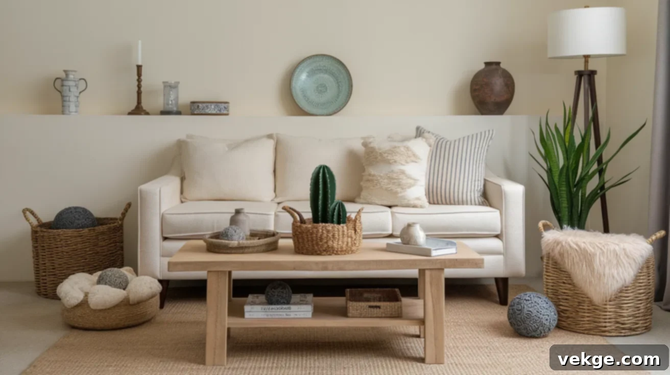 Baskets for Storage in French Country living room