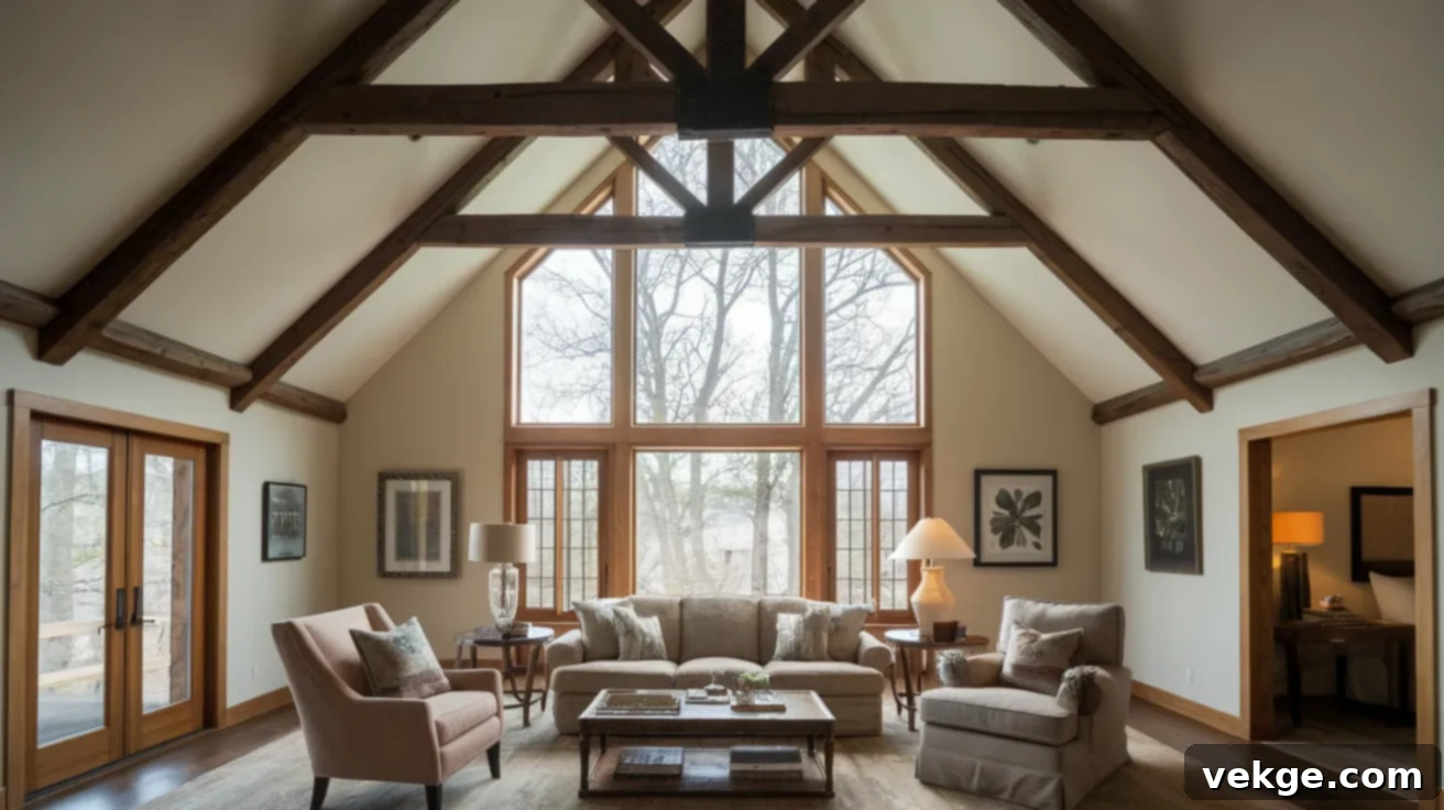 Exposed Wooden Beams in a French Country living room