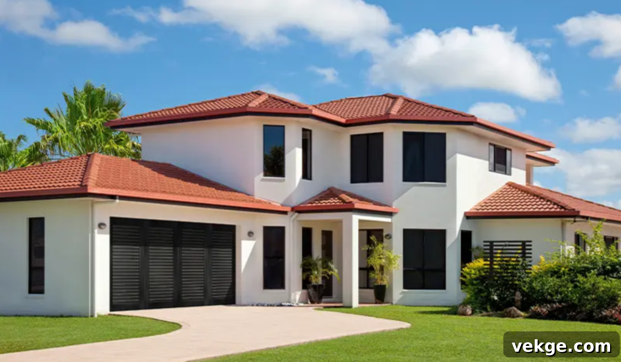 Modern garage door enhancing home's curb appeal