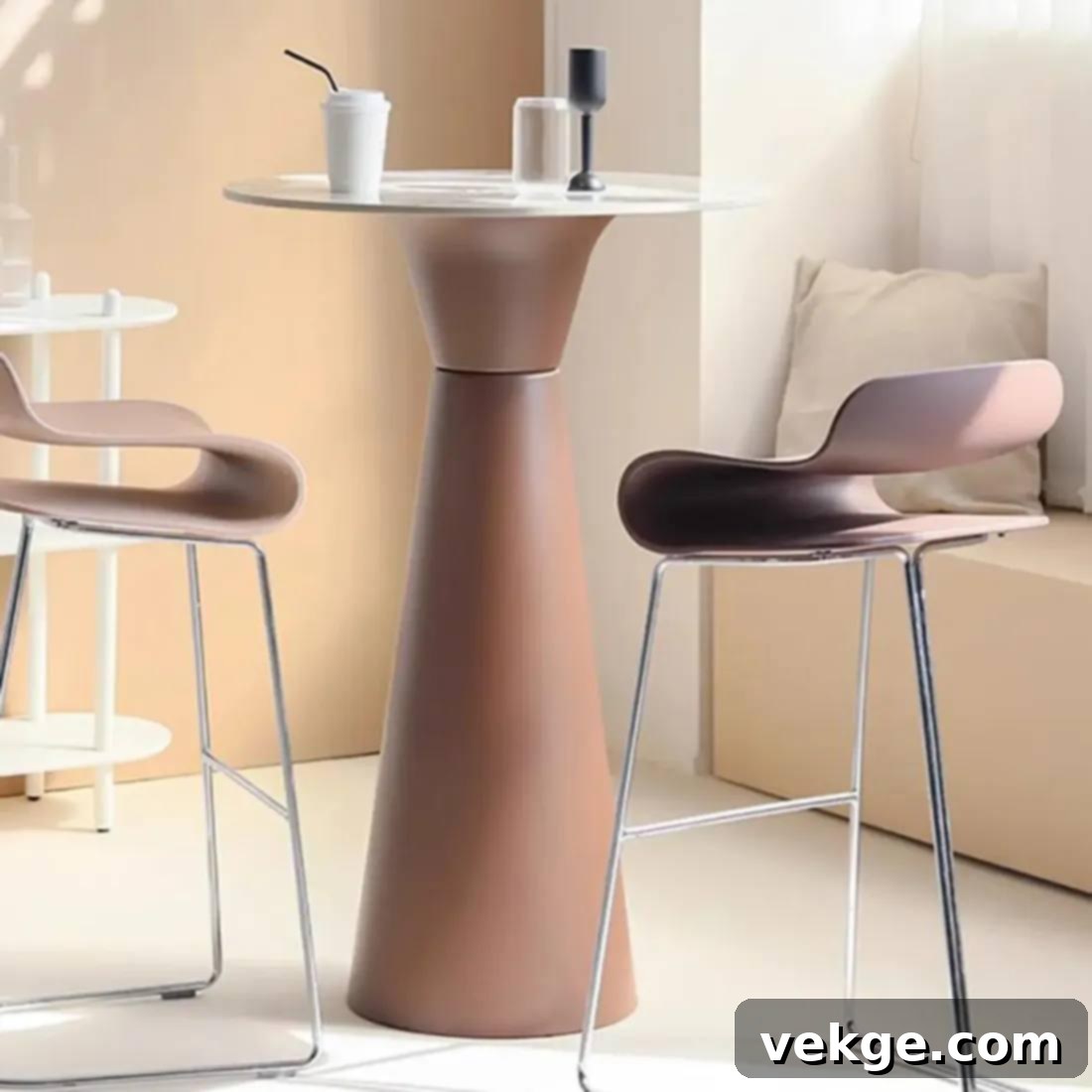 Nordic small round bar table with a unique stump base, perfect for minimalist and modern interiors, showcasing simple elegance.