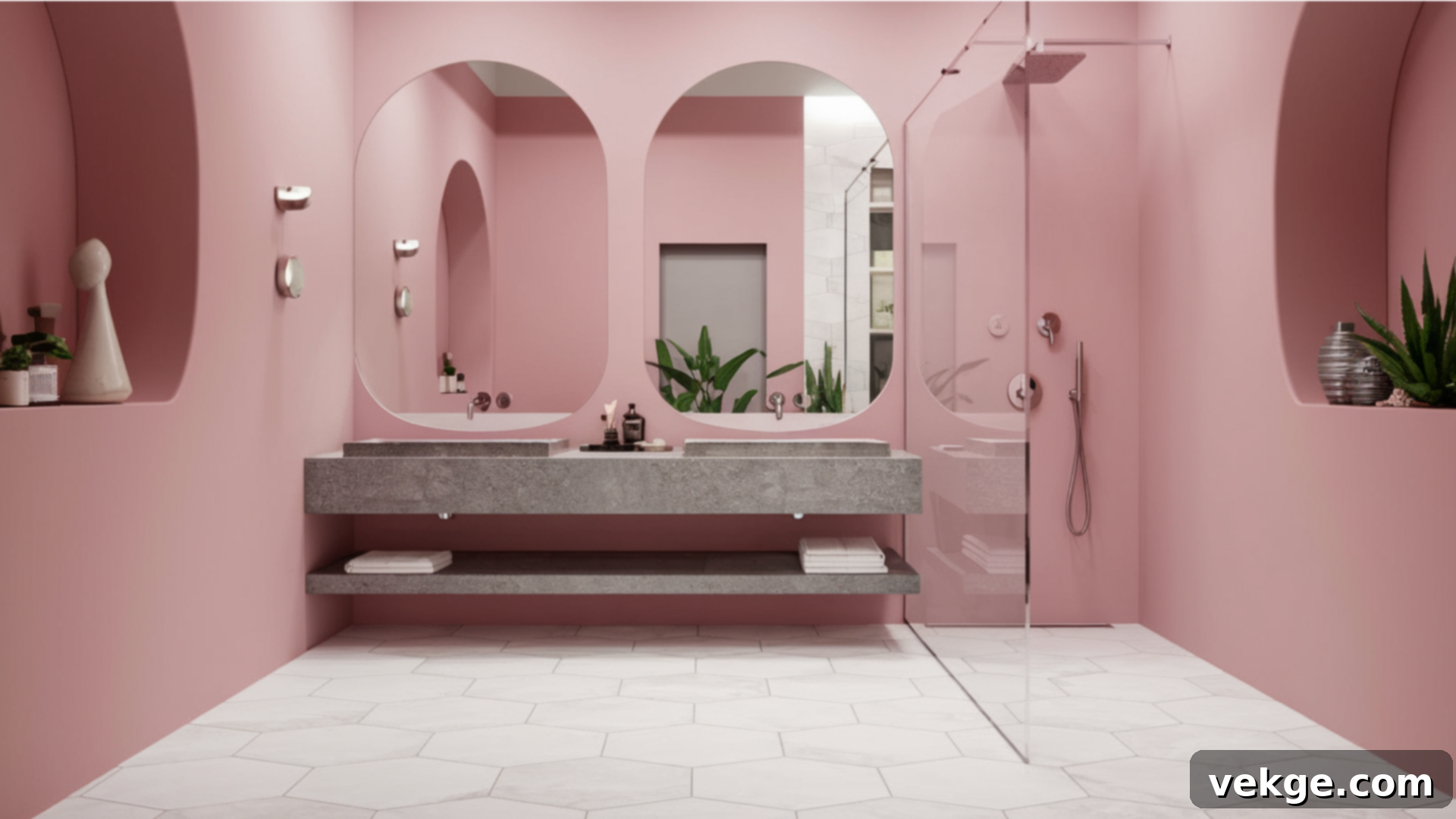 Modern Minimalist Pink Bathrooms