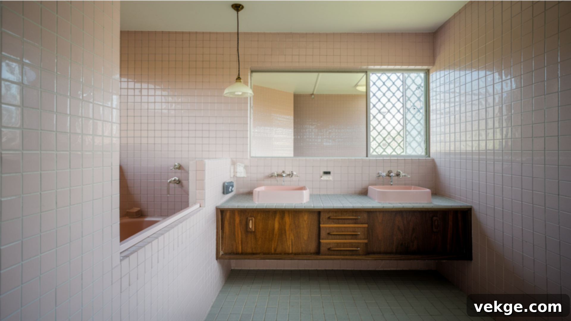 Mid-Century Modern Pink Bathrooms