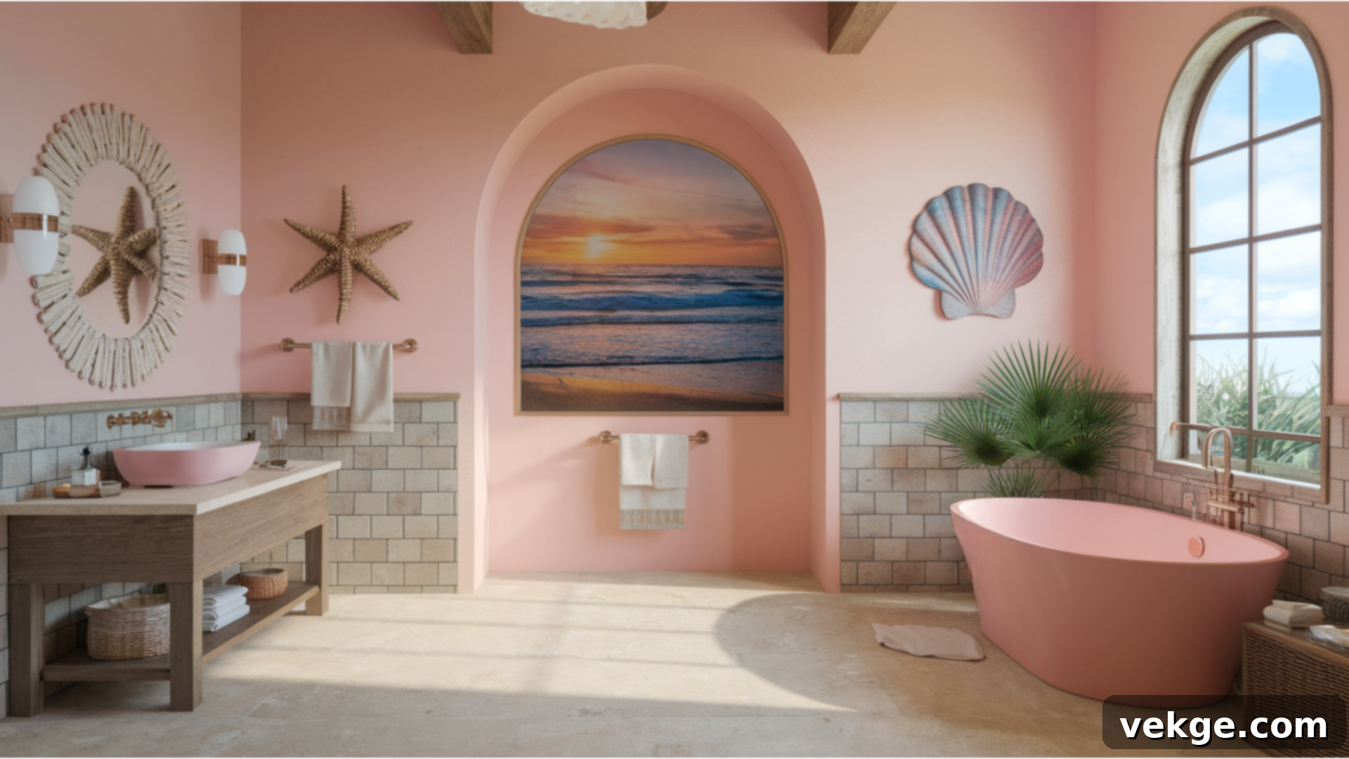 Coastal Inspired Pink Bathrooms