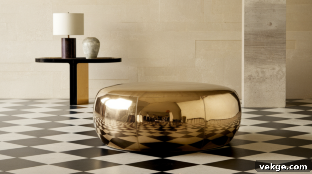 Ottoman with Metallic Accents for Glam Look