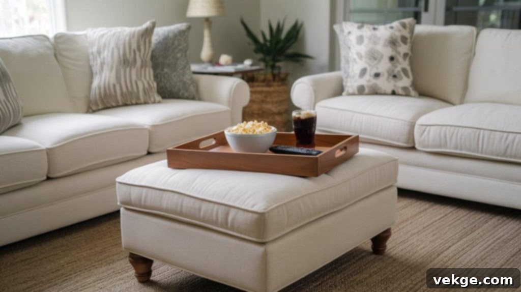 Ottoman with Tray as TV Tray