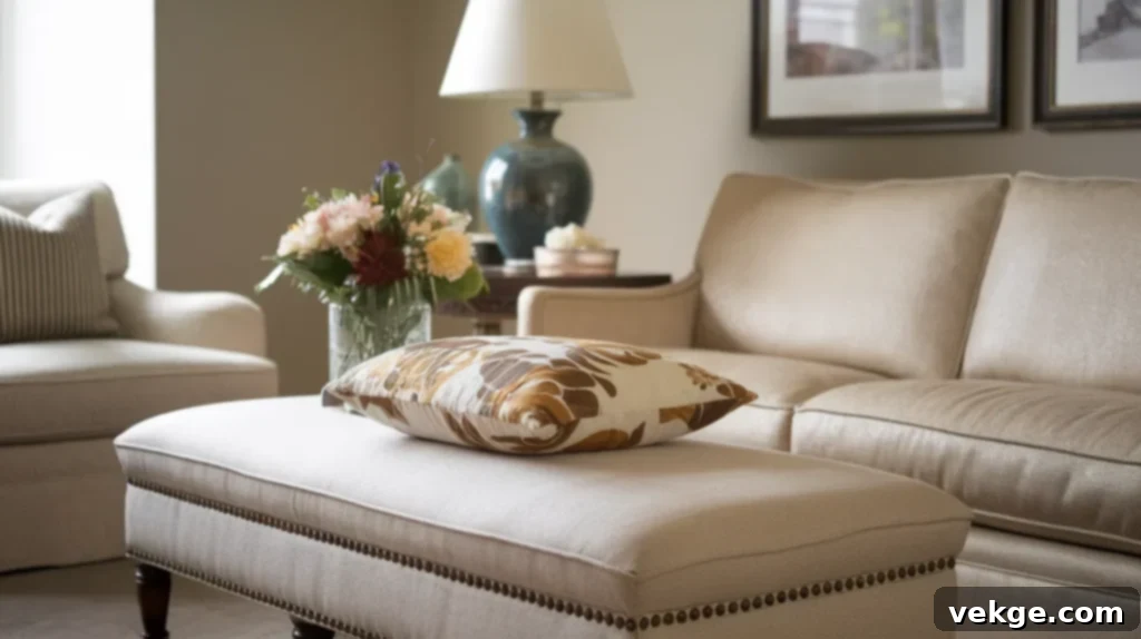 Long Ottoman as Mini Sofa Table