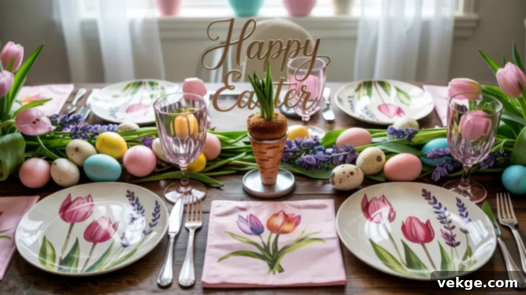 Watercolor Wonders Easter table with painted napkins and plates