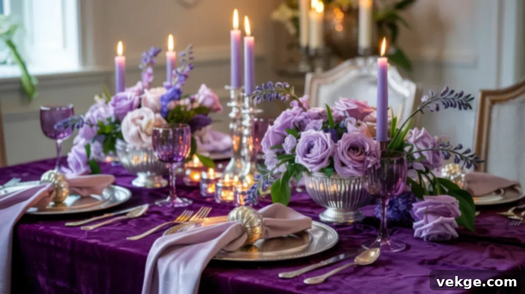 Purple and Silver Easter table with elegant accents