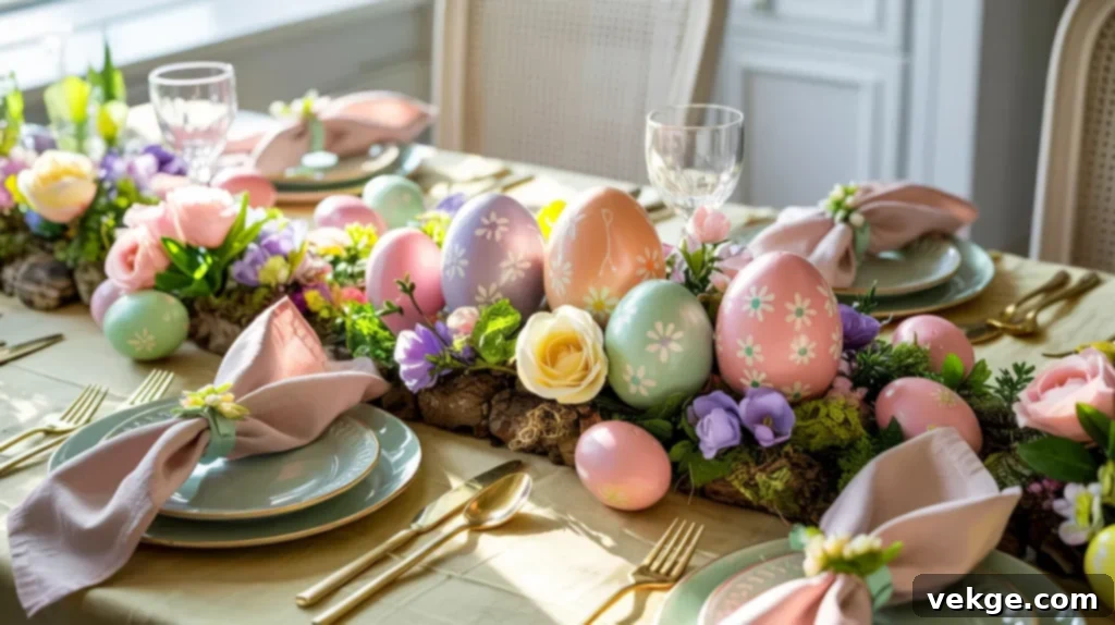 Whimsical Egg Table with intricately painted or decoupage eggs
