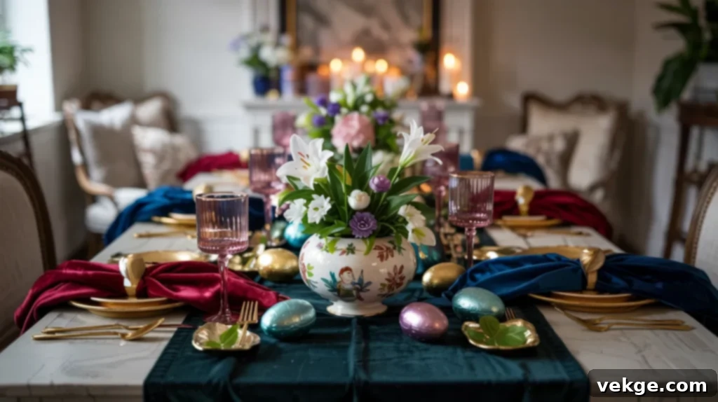 Luxe Velvet Easter table with rich, plush textures