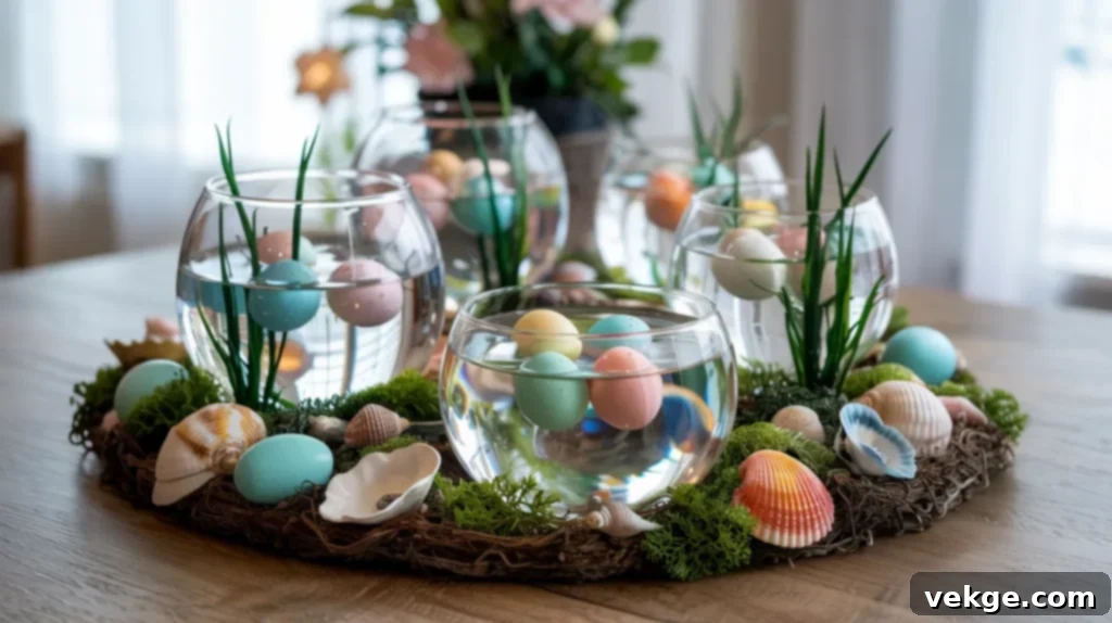 Underwater Easter Garden table with aqua, teal, and coral colors