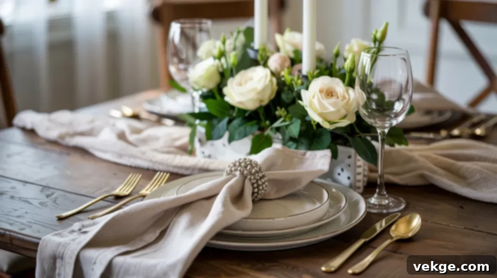 Neutral Classiness Easter table with beige, white, and gray tones