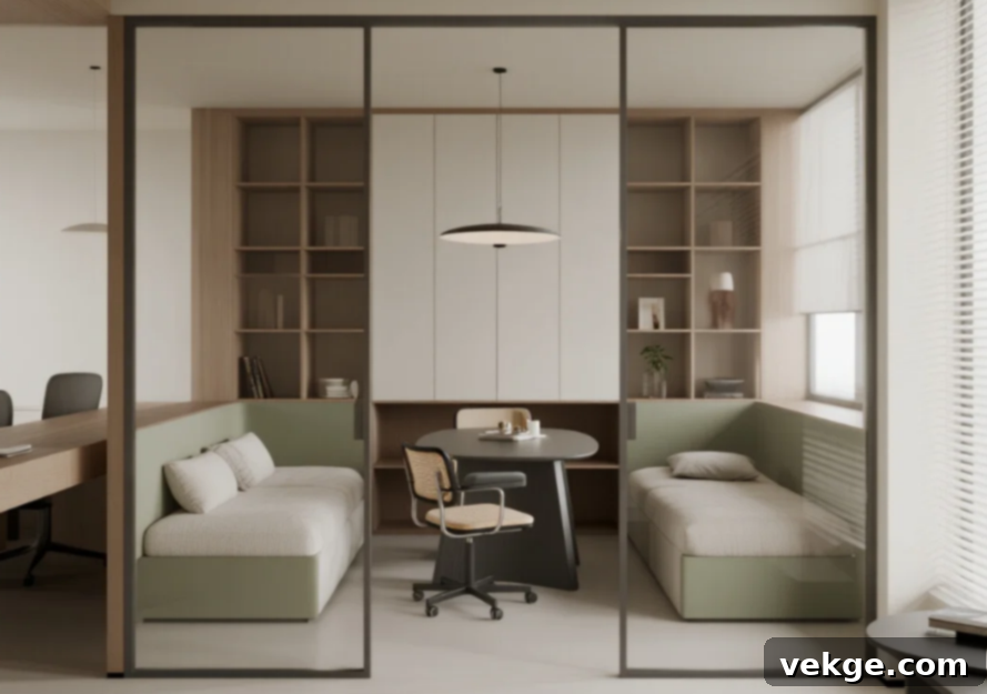 Modular living room with reconfigurable furniture