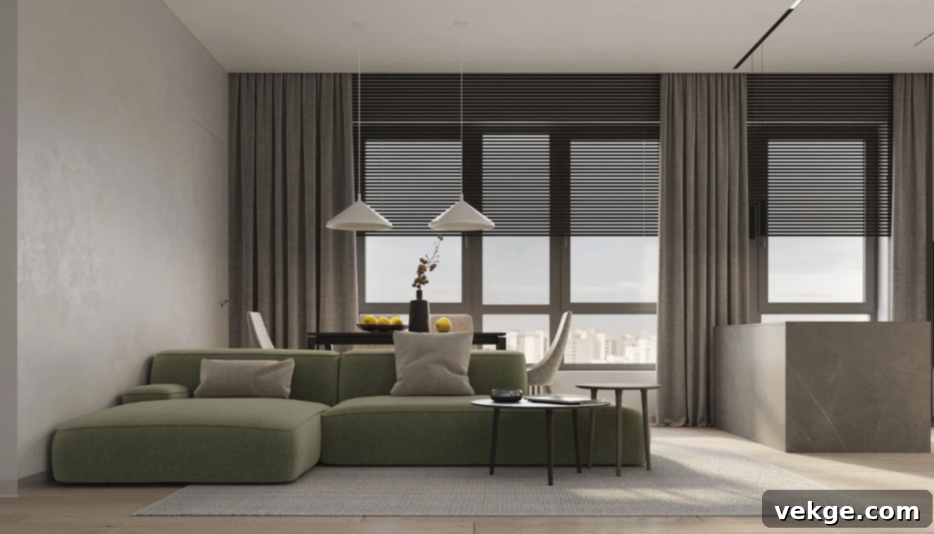 Room with strategic use of blue and neutral colors for a calming effect