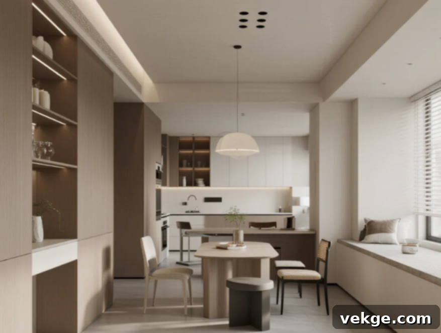 Open plan living room clearly zoned into dynamic and static areas