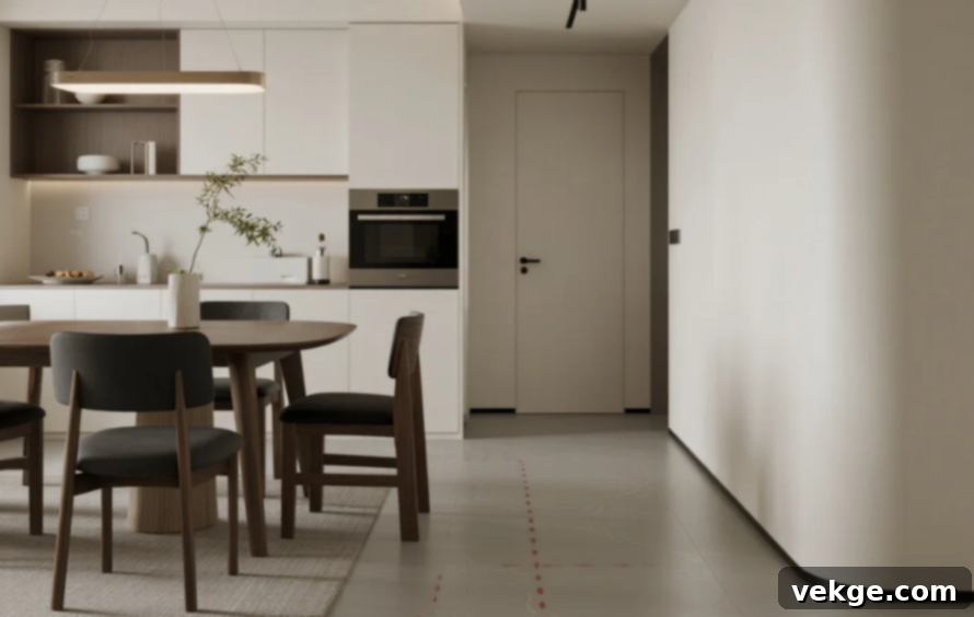 Open floor plan with clear pathways and smooth moving lines