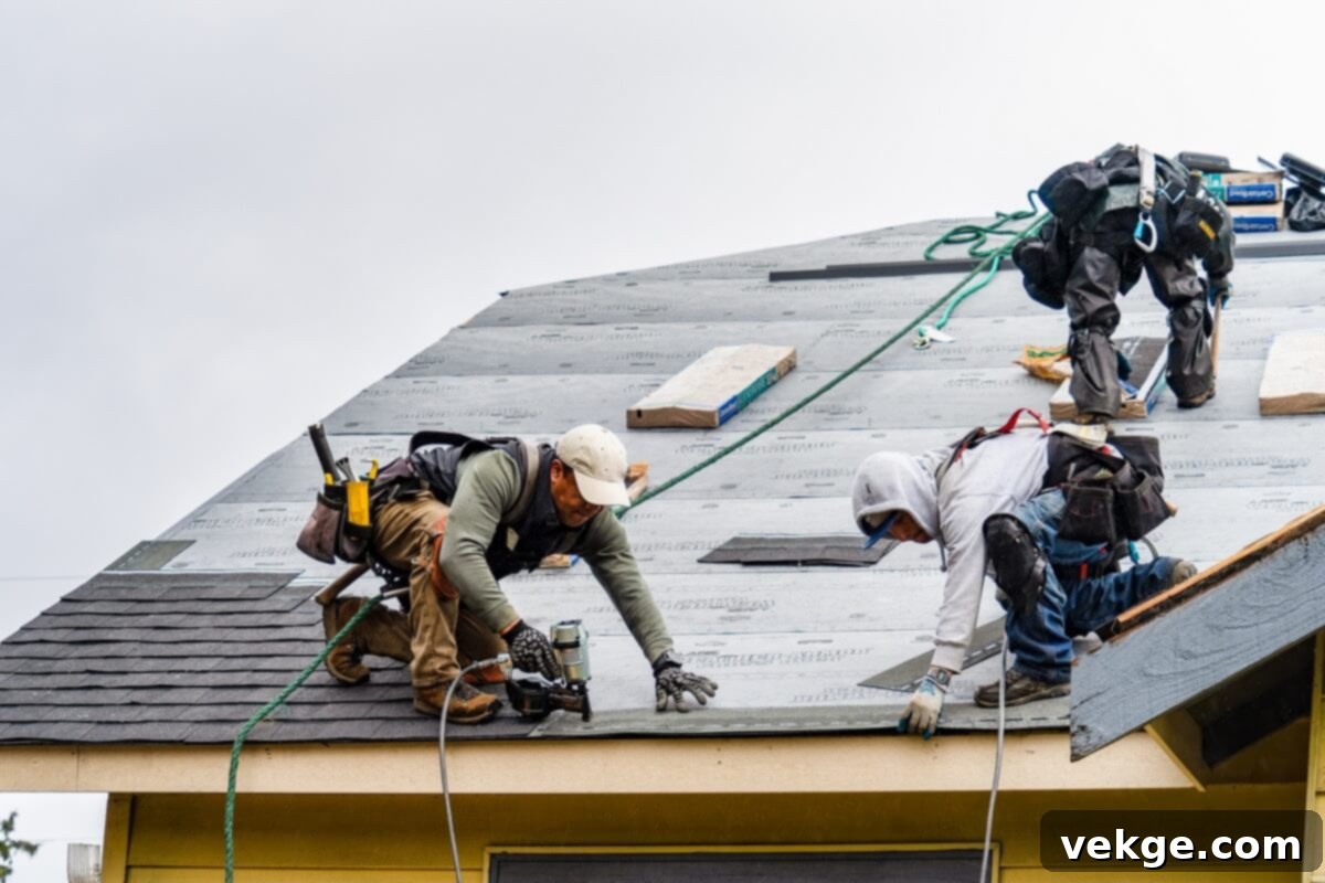 Experienced roofing professionals working on a residential roof in Albany, NY, ensuring quality and safety.