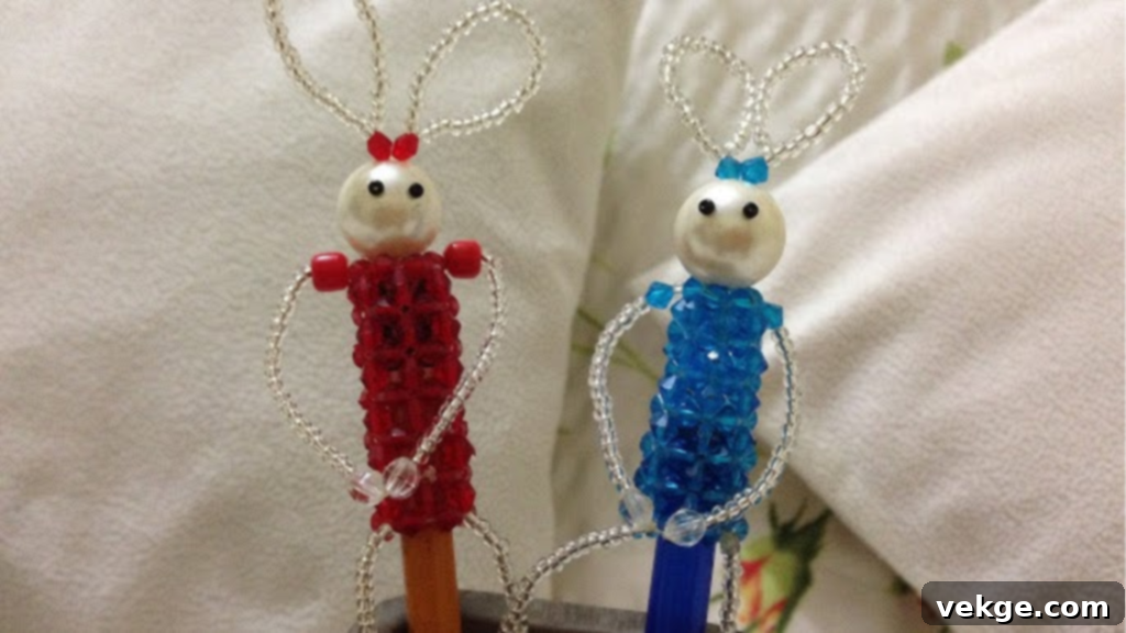Colorful beaded pencil toppers made with pipe cleaners twisted into fun shapes like spirals and hearts.