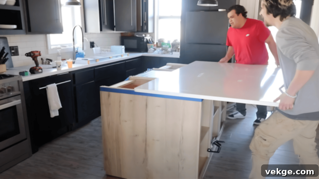 Attach Countertop and Side Panels to Your Custom Kitchen Island